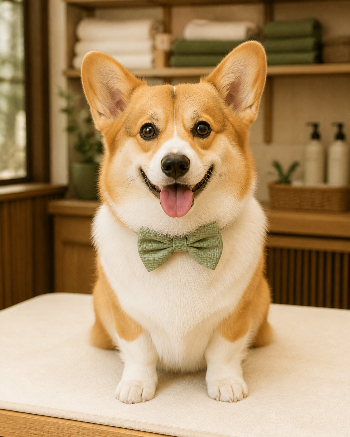 Bé corgi sau khi được grooming
