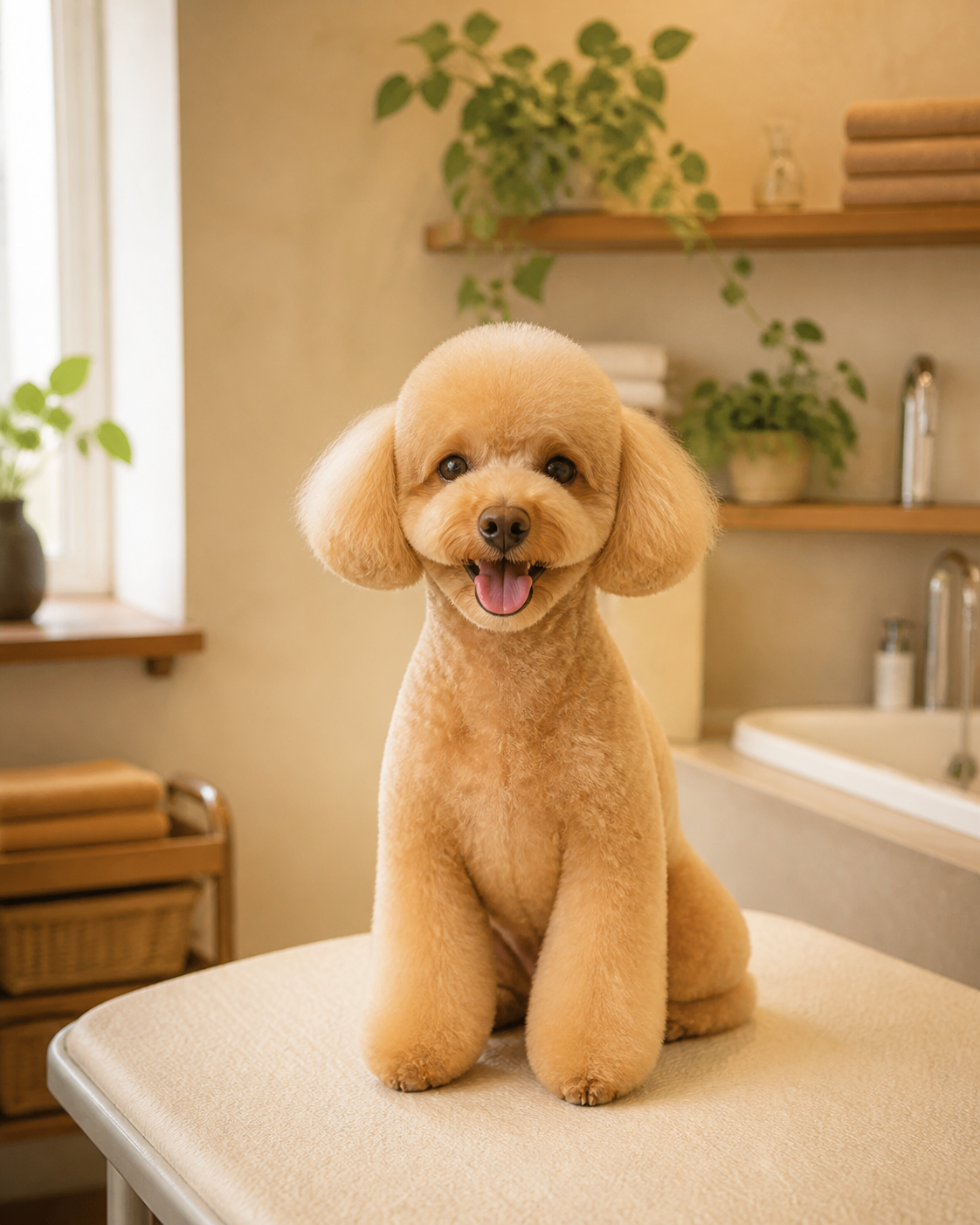 Bé poodle sau khi được grooming